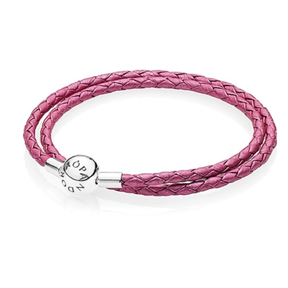 Pandora Pink Braided Leather Bracelet
